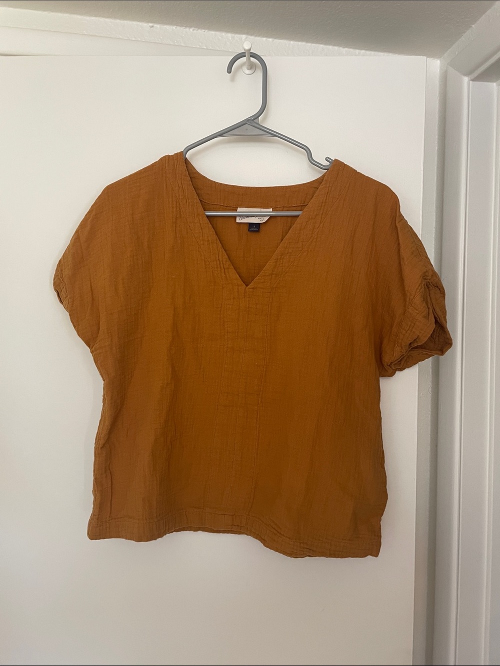 Universal Thread Rust Orange/brown V-Neck Gauze Blouse